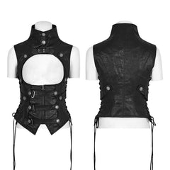 Y-775 black Leather Punk Vest Waistcoat Women Slim Joker Style?-??Punk Rave Clothing