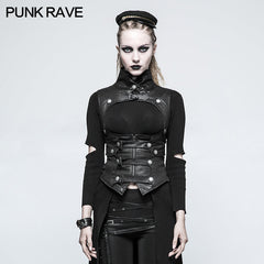 Y-775 black Leather Punk Vest Waistcoat Women Slim Joker Style?-??Punk Rave Clothing