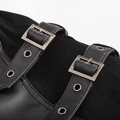 K-234 Buckles black Winter Sexy Fitted Leather Punk Pants?-??Punk Rave Clothing