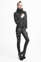 K-234 Buckles black Winter Sexy Fitted Leather Punk Pants?-??Punk Rave Clothing