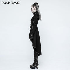 Y-786 Worsted Long Punk Coat Lapel Collar Military Uniform For Women?-??Punk Rave Clothing