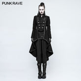Y-786 Worsted Long Punk Coat Lapel Collar Military Uniform For Women?-??Punk Rave Clothing