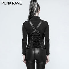 Y-767 Fashion Three Piece Punk Accessories Corset Military Uniform With Removable Leg Set?-??Punk Rave Clothing