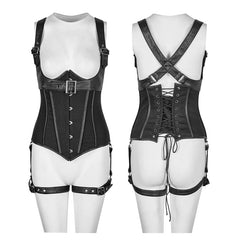 Y-767 Fashion Three Piece Punk Accessories Corset Military Uniform With Removable Leg Set?-??Punk Rave Clothing