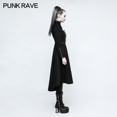 Y-777 Handsome Long black Punk Coat For Women Worsted Fabric Dress?-??Punk Rave Clothing