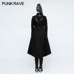 Y-777 Handsome Long black Punk Coat For Women Worsted Fabric Dress?-??Punk Rave Clothing
