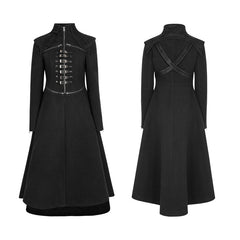 Y-777 Handsome Long black Punk Coat For Women Worsted Fabric Dress?-??Punk Rave Clothing