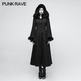 Y-796 Women Disc Flowers Worsted Long Gothic Coat With Hooded?-??Punk Rave Clothing