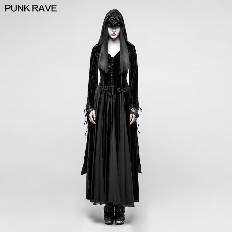 Y-797 Embroidered Dark Goddess Long Velvet Gothic Coat For Women Byzantine Style?-??Punk Rave Clothing