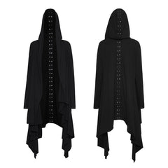 Y-751 Women black Knitted Hooded Gothic Jacket With Asymmetry Placket Design?-??Punk Rave Clothing