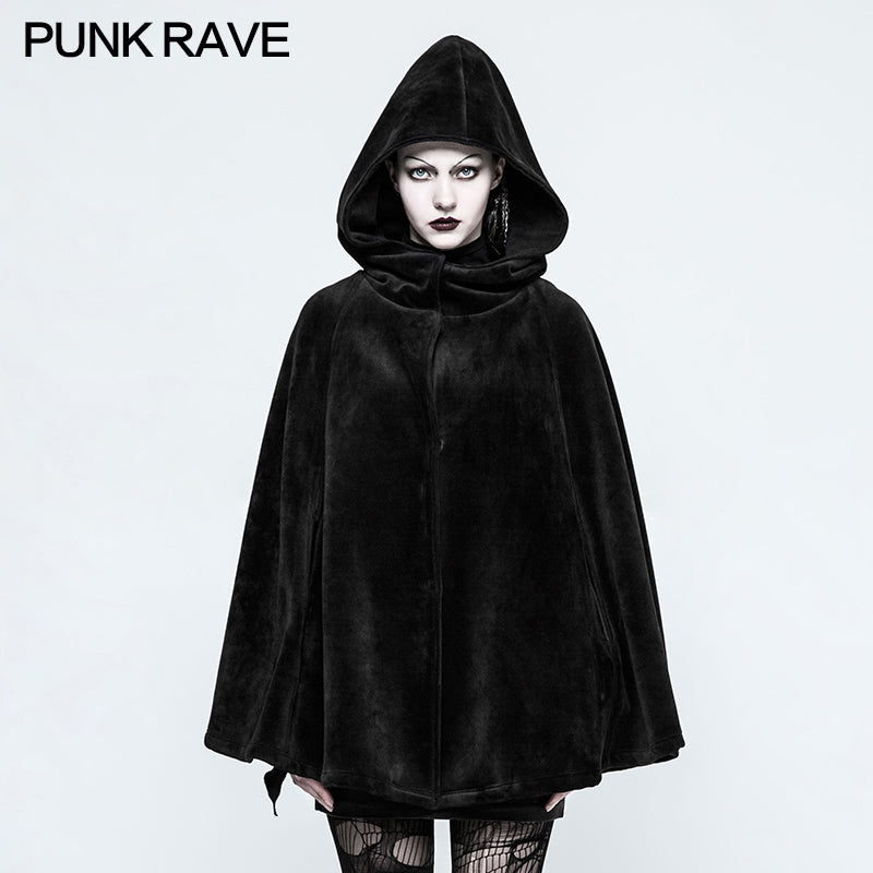 OPY-214 Women Witch black Gothic Coat Loose Style Heavy Velvet Cloak?-??Punk Rave Clothing