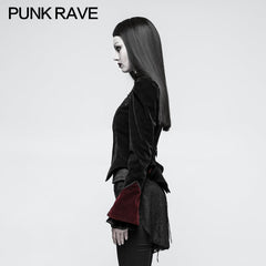 Y-769 Women Scissor-tail Velvet Short Gothic Jackets With black-red Rose Lace?-??Punk Rave Clothing