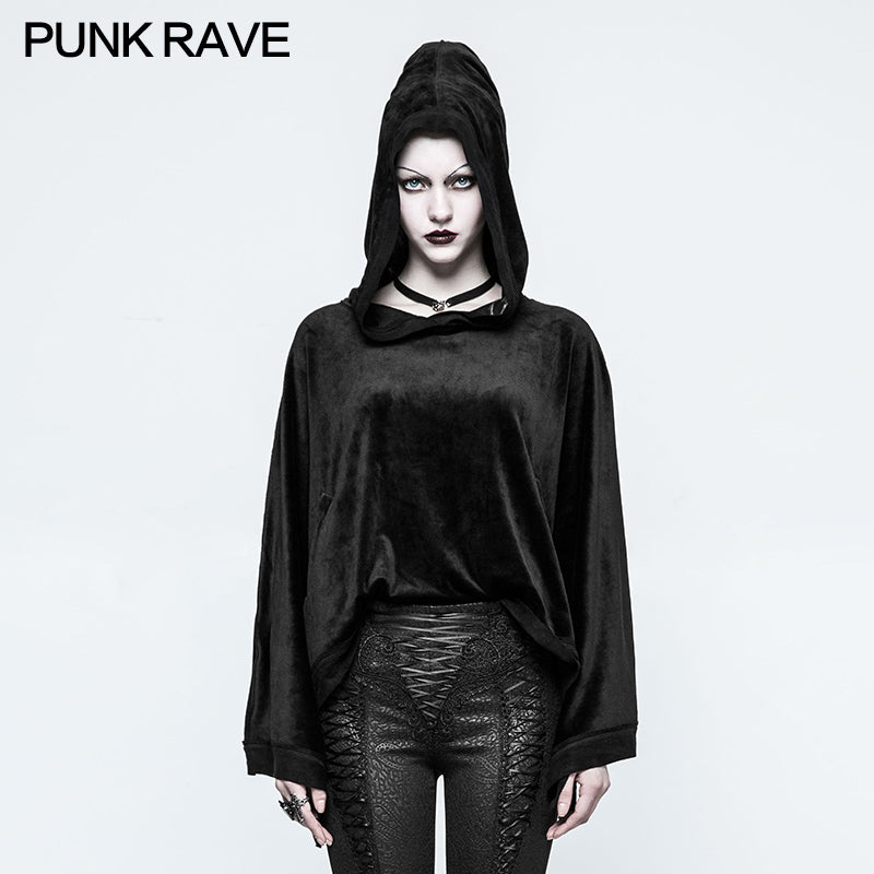 OPY-209 Women Chinese Sleeve Velvet Gothic T-shirts With Long Witch Hat?-??Punk Rave Clothing