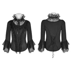 Y-795 Daily Three-quarter Sleeve Gothic Shirt With Positioning Flower Collar For Women?-??Punk Rave Clothing