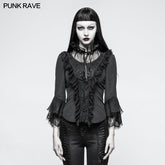 Y-795 Daily Three-quarter Sleeve Gothic Shirt With Positioning Flower Collar For Women?-??Punk Rave Clothing