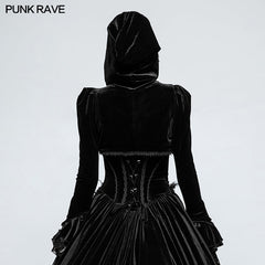 Y-820 Fashion Luxury Velvet Hooded Short Gothic Coat For Women?-??Punk Rave Clothing