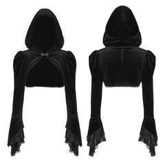 Y-820 Fashion Luxury Velvet Hooded Short Gothic Coat For Women?-??Punk Rave Clothing