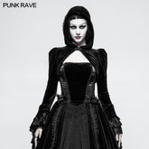 Y-820 Fashion Luxury Velvet Hooded Short Gothic Coat For Women?-??Punk Rave Clothing