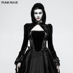 Y-820 Fashion Luxury Velvet Hooded Short Gothic Coat For Women?-??Punk Rave Clothing