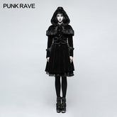 LY-065 Sweet Lolita Style Velvet Hooded Gothic Coat With Tiered Lace?-??Punk Rave Clothing