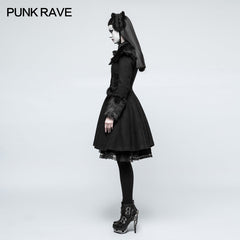 LY-064 Worsted Lolita Style Wool Gothic Coat With Large Lapels And Cuffs Preppy Style Women Coat?-??Punk Rave Clothing