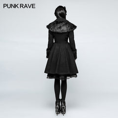 LY-064 Worsted Lolita Style Wool Gothic Coat With Large Lapels And Cuffs Preppy Style Women Coat?-??Punk Rave Clothing