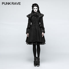 LY-064 Worsted Lolita Style Wool Gothic Coat With Large Lapels And Cuffs Preppy Style Women Coat?-??Punk Rave Clothing