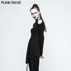 OPM-042 Gothic Style Sexy Slit Strapless Punk Sweaters With Mandarin Collar?-??Punk Rave Clothing