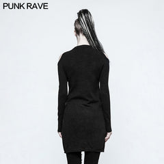 OPM-042 Gothic Style Sexy Slit Strapless Punk Sweaters With Mandarin Collar?-??Punk Rave Clothing
