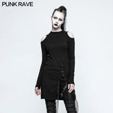 OPM-042 Gothic Style Sexy Slit Strapless Punk Sweaters With Mandarin Collar?-??Punk Rave Clothing