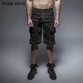 3D Pockets K-237 black Washing Rock Short Punk Pants?-??Punk Rave Clothing