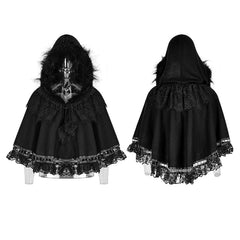 LM-002 Lolita Style Metal Wool Gothic Accessories Cloak Cape With Chains And Lace?-??Punk Rave Clothing