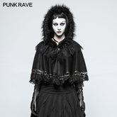 LM-002 Lolita Style Metal Wool Gothic Accessories Cloak Cape With Chains And Lace?-??Punk Rave Clothing