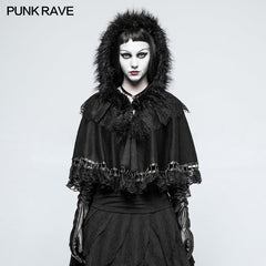 LM-002 Lolita Style Metal Wool Gothic Accessories Cloak Cape With Chains And Lace?-??Punk Rave Clothing