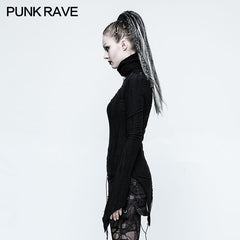 T-478 Personality Broken Seam Punk T-shirts With Stand-up Collar?-??Punk Rave Clothing