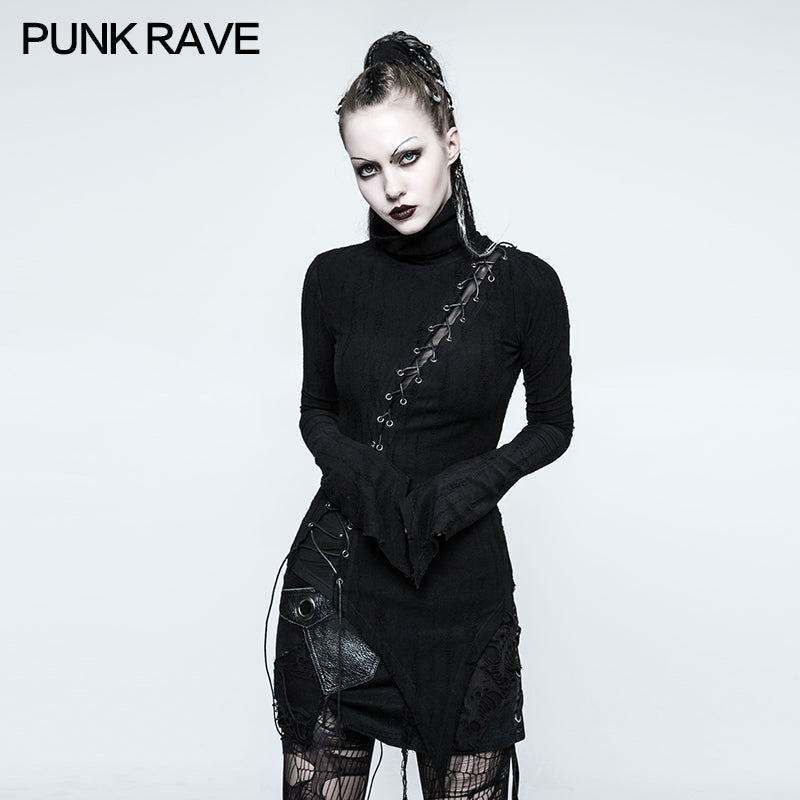 T-478 Personality Broken Seam Punk T-shirts With Stand-up Collar?-??Punk Rave Clothing