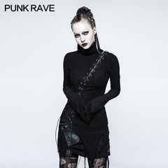 T-478 Personality Broken Seam Punk T-shirts With Stand-up Collar?-??Punk Rave Clothing
