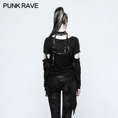 T-482 Japanese Printing Detachable Punk T-shirts Comfortable Two-piece Set For Women?-??Punk Rave Clothing