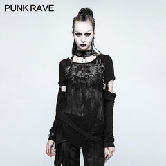 T-482 Japanese Printing Detachable Punk T-shirts Comfortable Two-piece Set For Women?-??Punk Rave Clothing