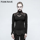 T-476 Steampunk Anti-straps Long Sleeve Punk T-shirts With High Neck Collar?-??Punk Rave Clothing