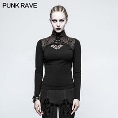 T-476 Steampunk Anti-straps Long Sleeve Punk T-shirts With High Neck Collar?-??Punk Rave Clothing