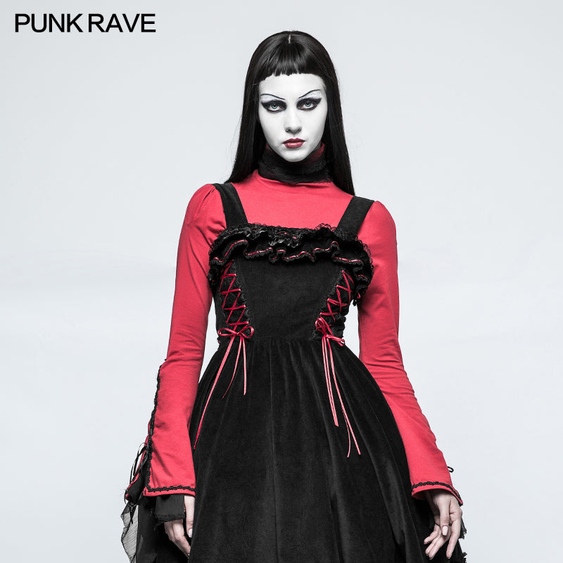 LT-009 Lolita Style High Neck Collar Lace Gothic Shirt With Palace Sleeves?-??Punk Rave Clothing