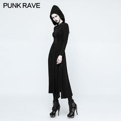 OPQ-199 Slim Sexy black Knitted Hooded Gothic Dresses With Hollow-out Back?-??Punk Rave Clothing