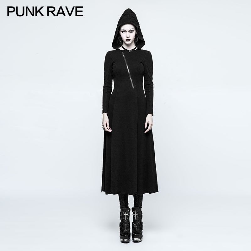 OPQ-199 Slim Sexy black Knitted Hooded Gothic Dresses With Hollow-out Back?-??Punk Rave Clothing