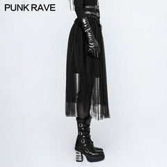 OPQ-210 Women black A-line Veiling Gothic Skirt With Elastic Rope?-??Punk Rave Clothing