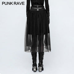 OPQ-210 Women black A-line Veiling Gothic Skirt With Elastic Rope?-??Punk Rave Clothing
