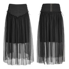 OPQ-210 Women black A-line Veiling Gothic Skirt With Elastic Rope?-??Punk Rave Clothing