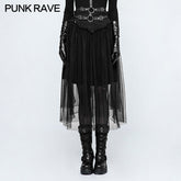 OPQ-210 Women black A-line Veiling Gothic Skirt With Elastic Rope?-??Punk Rave Clothing