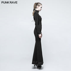 Q-330 Gorgeous Woven Slim black Punk Dress With Eyelet Drawstring?-??Punk Rave Clothing
