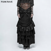 Q-329 Classical Vintage Half Punk Skirt Woven Cotton Elegant Skirt For Women?-??Punk Rave Clothing